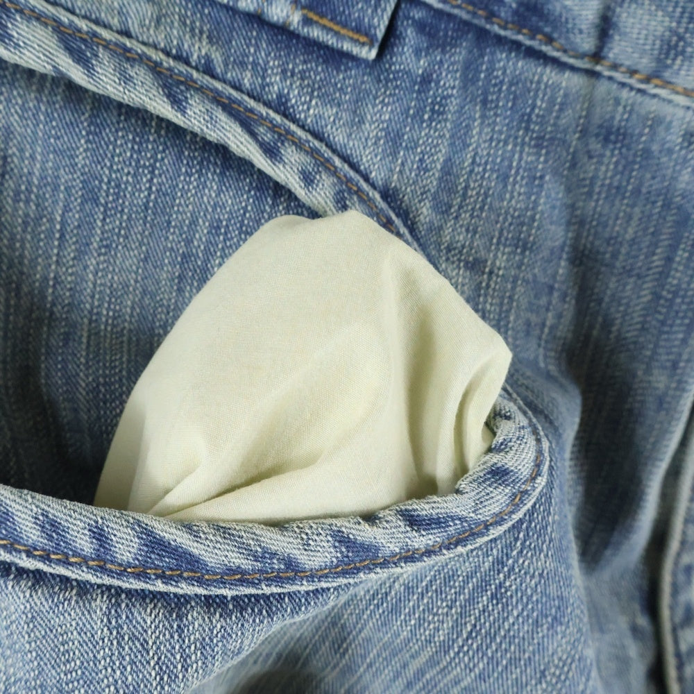 NO BRAND(ノーブランド) CONP 7分丈 ワイドデニムショーツ ハーフパンツ インディゴ