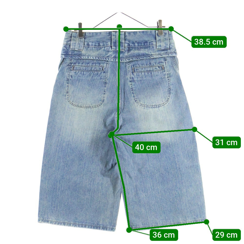 NO BRAND(ノーブランド) CONP 7分丈 ワイドデニムショーツ ハーフパンツ インディゴ