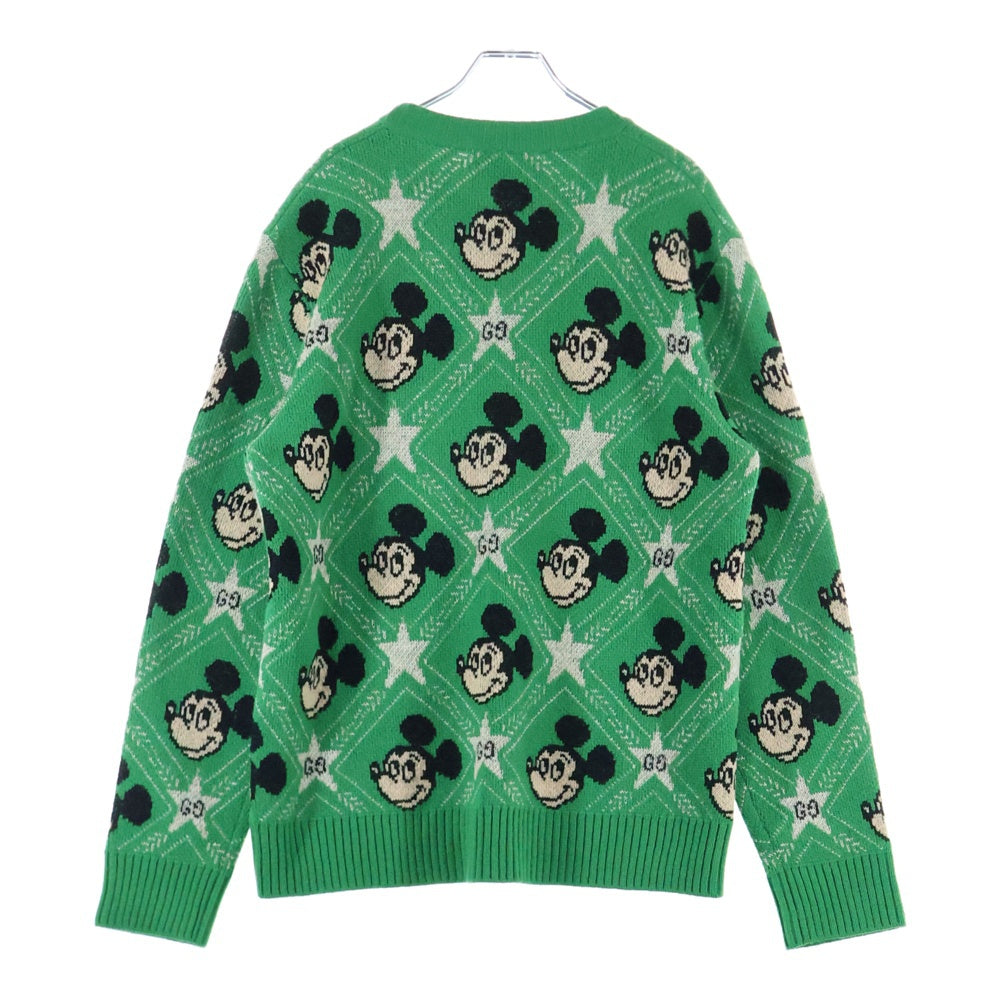 GUCCI(グッチ) ×Disney Mickey Mouse Pattern Crewneck Knitted Sweater ディズニー クルーネックウールニットセーター グリーン 601563 XKA57