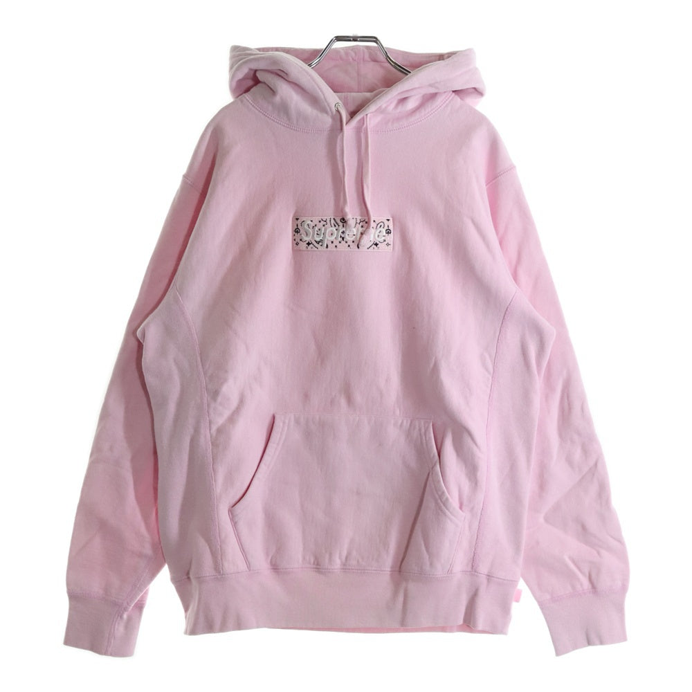 SUPREME(シュプリーム) 19AW Bandana Box Logo Hooded Sweatshirt バンダナボックスロゴ プルオーバースウェットパーカー フーディー ピンク