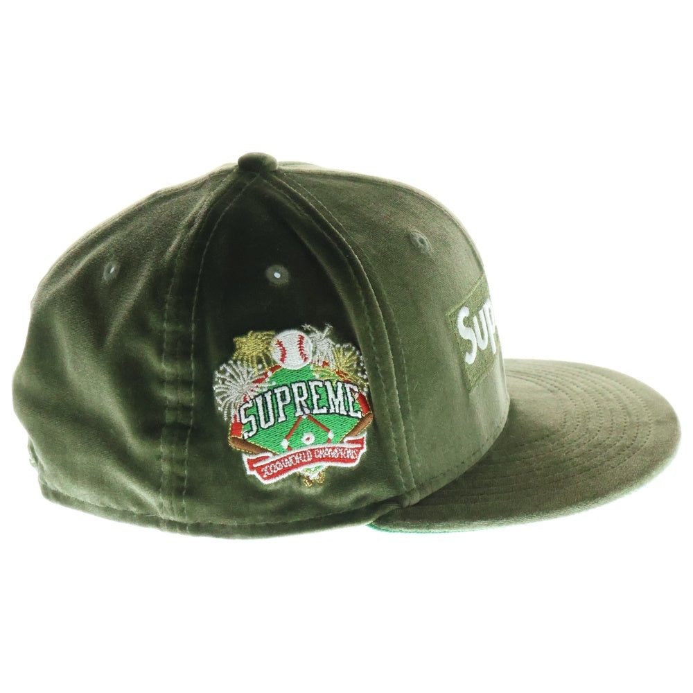 SUPREME(シュプリーム) 22AW ×NEWERA Velour Box Logo ニューエラ ベロア ボックスロゴ キャップ 帽子 カーキ