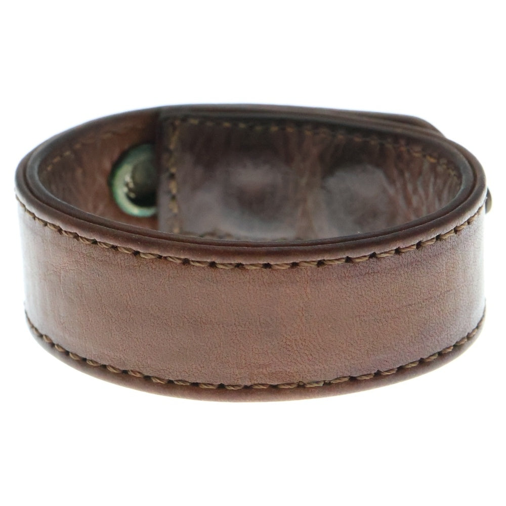 CHROME HEARTS(クロムハーツ) 3BTN 2SNP クロスボール 3ボタン2スナップ レザーブレスレット ブラウン/シルバー BCA123