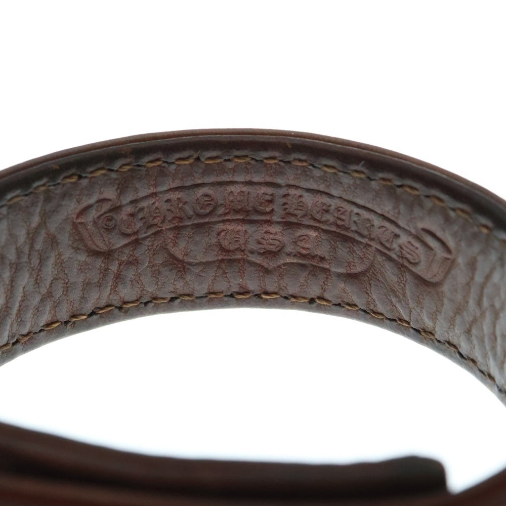 CHROME HEARTS(クロムハーツ) 3BTN 2SNP クロスボール 3ボタン2スナップ レザーブレスレット ブラウン/シルバー BCA123
