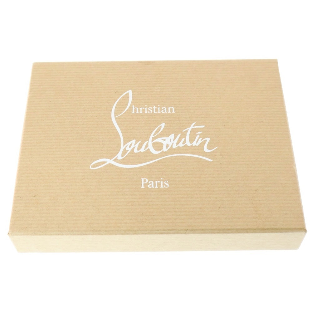 CHRISTIAN LOUBOUTIN(クリスチャンルブタン) ロックスタッズ エナメル レオパードカードケース 定期入れ ブラウン
