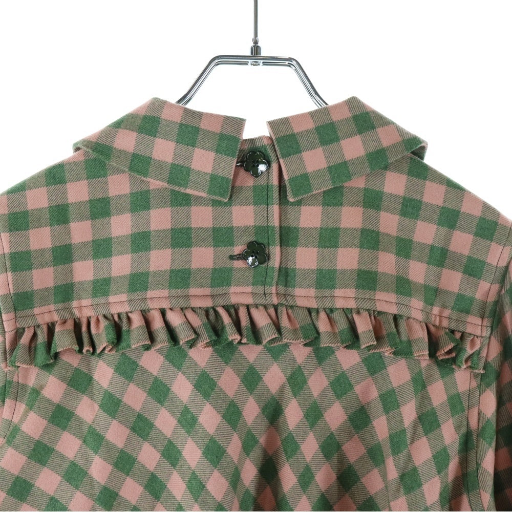 KENZO(ケンゾー) Misty Grey Gingham-Check Midi Dress チェック柄 ミニドレス ピンク レディース FC62RO1039FD