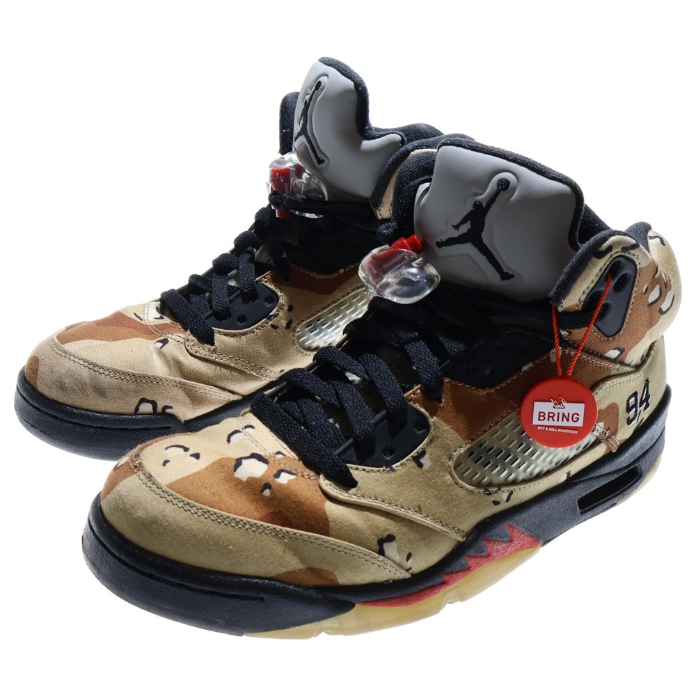 NIKE(ナイキ) 【観賞用 2015年製】 15AW ×シュプリーム AIR JORDAN 5 RETRO DESERT CAMO エアジョーダン5 デザートカモ ハイカットスニーカー US8.5/26.5cm 824371‐201