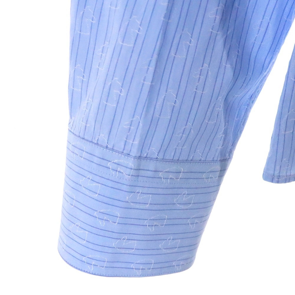 HERMES(エルメス) Shirt セリエボタン ストライプ長袖シャツ ブルー