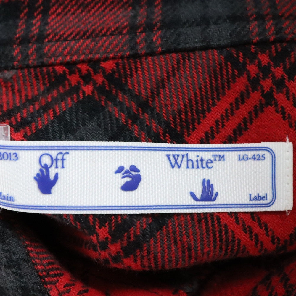 OFF-WHITE(オフホワイト) 20AW Flannel Shirt スプレーロゴ 長袖チェックシャツ ネルシャツ レッド OMGA133E20FAB001