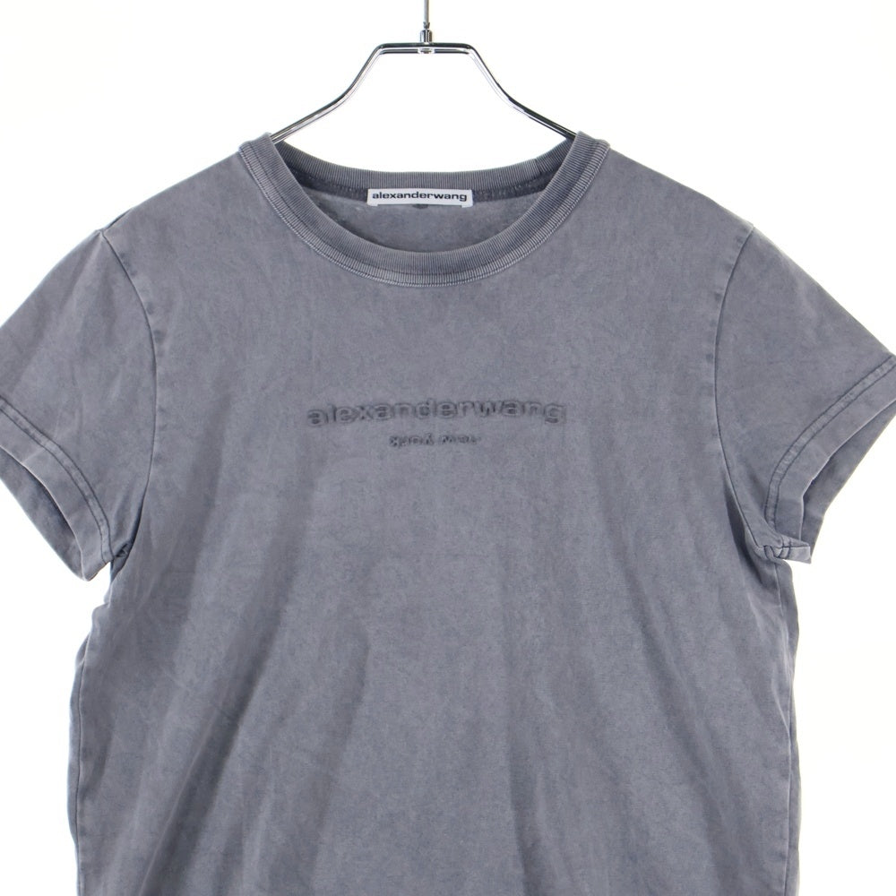 alexanderwang ダークグレー Tシャツ Alexander Wang logo-embossed Crew Neck T-shirt | Grey | FARFETCH