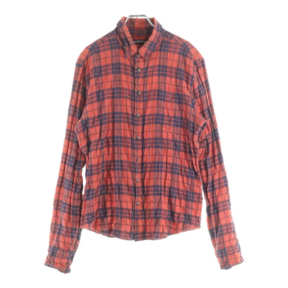 CHROME HEARTS(クロムハーツ) LOOSEENDS LS ルーズエンド アームクロスパッチ クロスボールボタンチェック長袖シャツ レッド