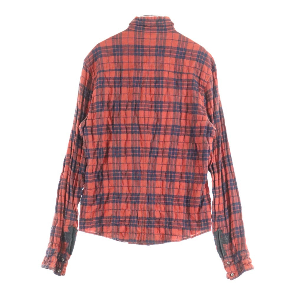 CHROME HEARTS(クロムハーツ) LOOSEENDS LS ルーズエンド アームクロスパッチ クロスボールボタンチェック長袖シャツ レッド