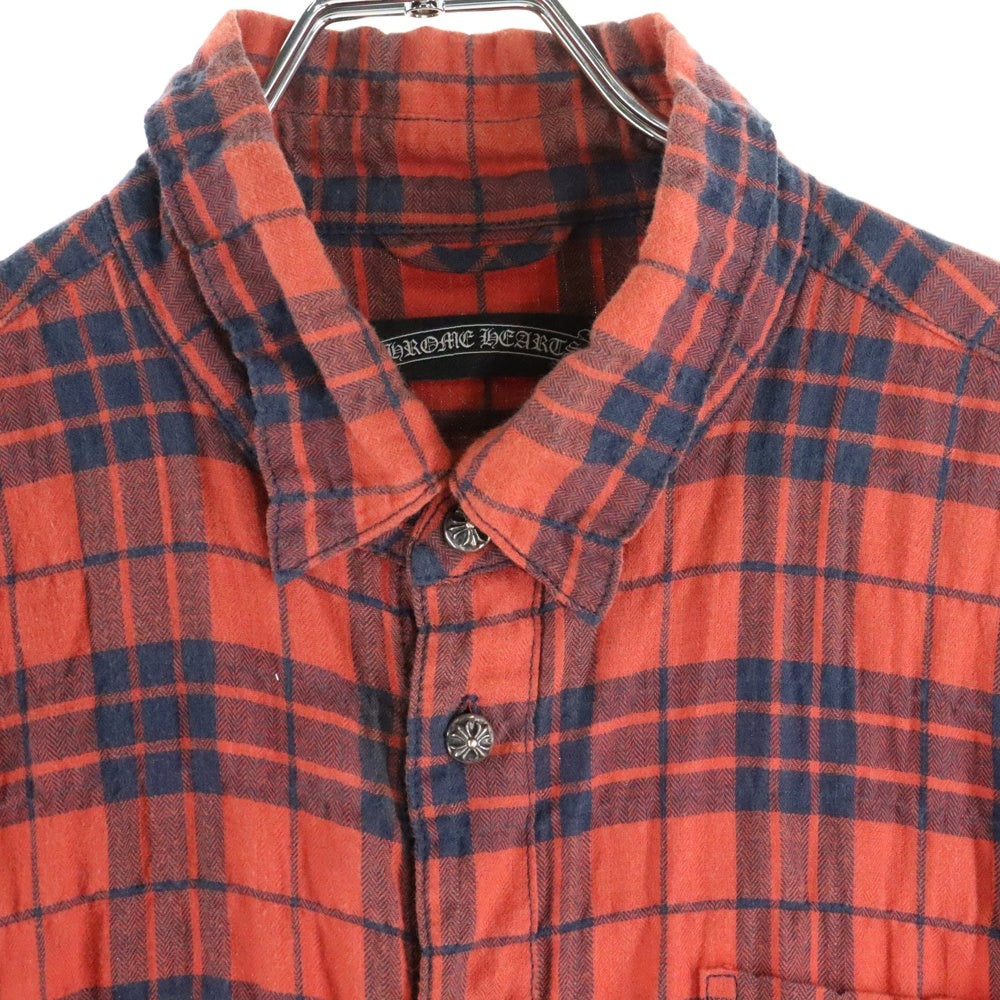 CHROME HEARTS(クロムハーツ) LOOSEENDS LS ルーズエンド アームクロスパッチ クロスボールボタンチェック長袖シャツ レッド