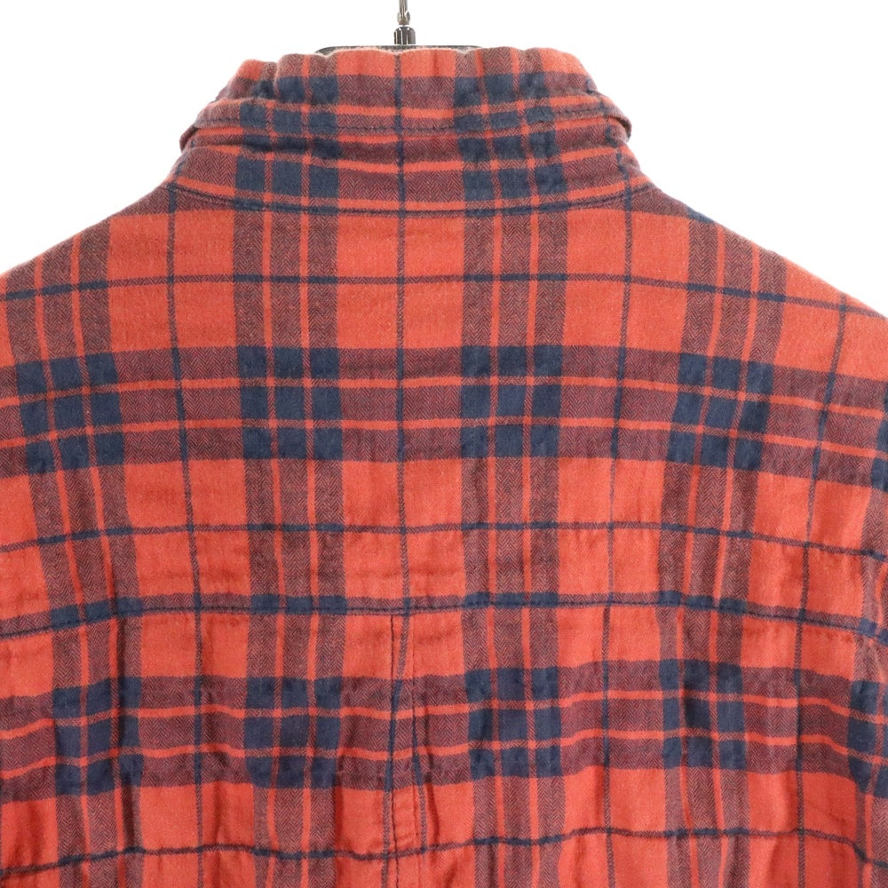 CHROME HEARTS(クロムハーツ) LOOSEENDS LS ルーズエンド アームクロスパッチ クロスボールボタンチェック長袖シャツ レッド