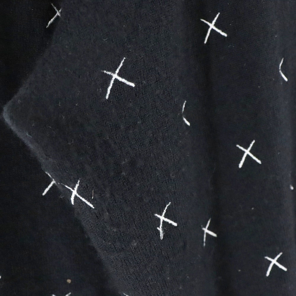 Original Fake(オリジナルフェイク) 刺繍 クルーネックニットセーター ブラック