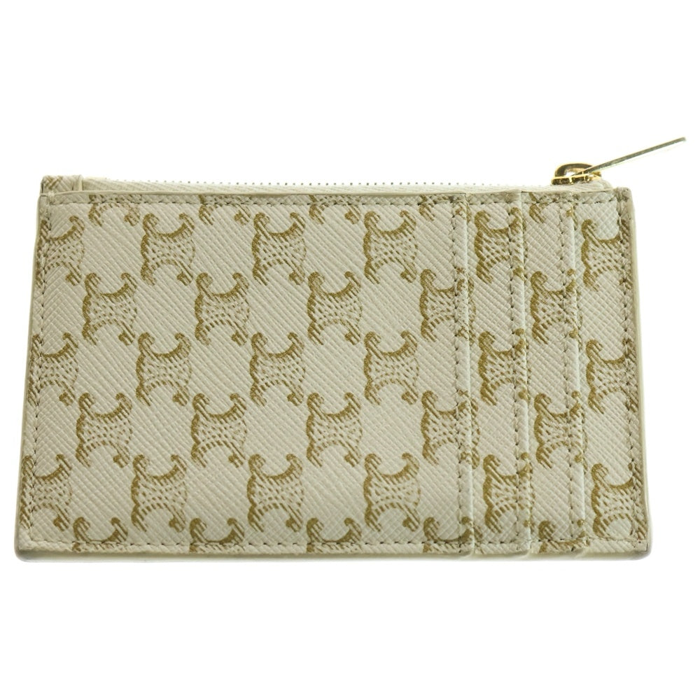 CELINE(セリーヌ) トリオンフ キャンバスレザー ジップ付き カードケース コインケース ホワイト 10F992BQ4.01WW