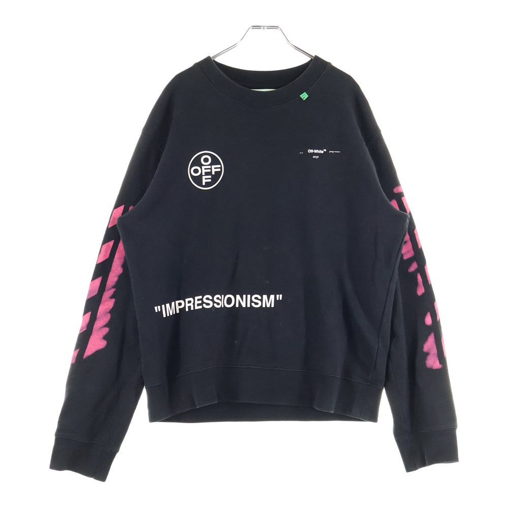 OFF-WHITE(オフホワイト) 19SS DIAG STENCIL SLIM CREWNECK ステンシル クルーネックスウェットトレーナー ブラック OMBA025R19003015