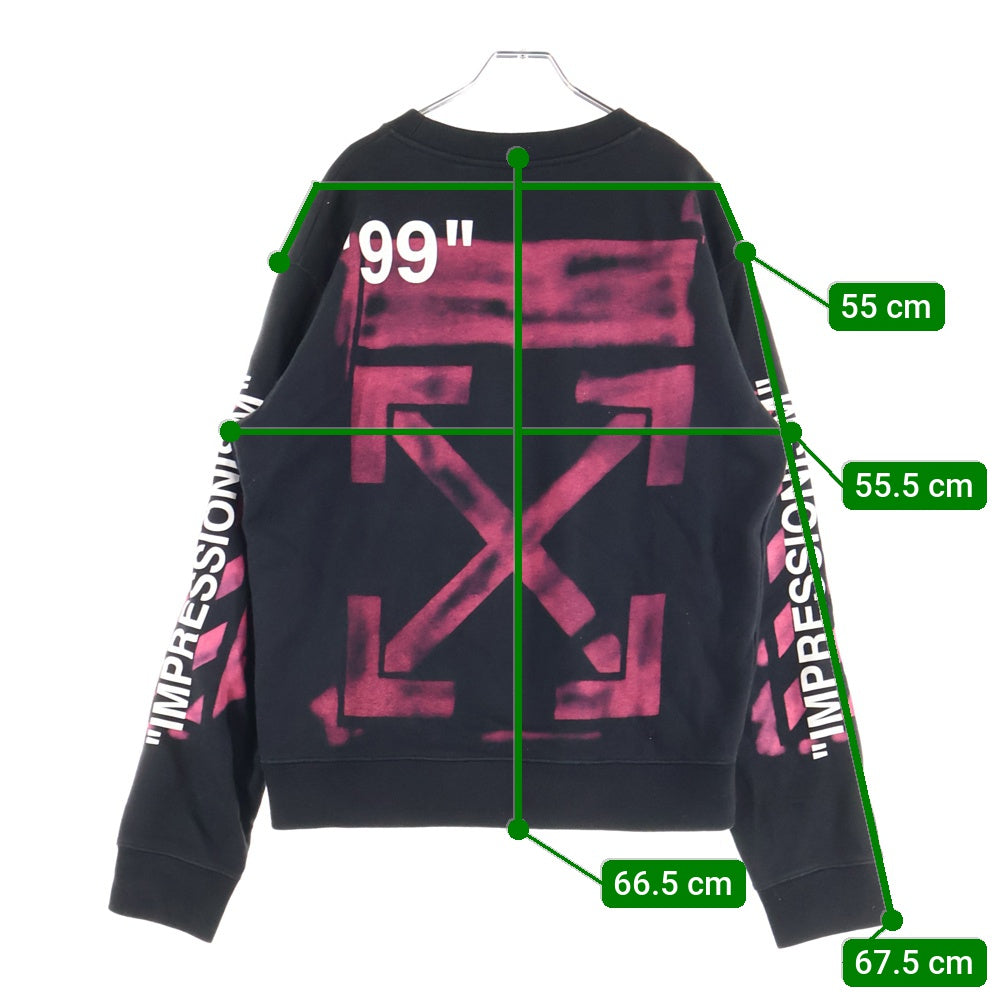 OFF-WHITE(オフホワイト) 19SS DIAG STENCIL SLIM CREWNECK ステンシル クルーネックスウェットトレーナー ブラック OMBA025R19003015