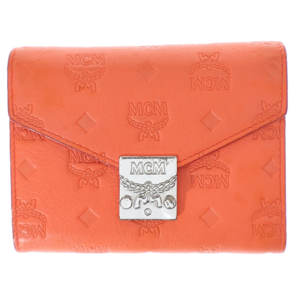 MCM(エム シー エム) ロゴスナップ ウォレット 三つ折り財布 オレンジ MYS9APA54O3001
