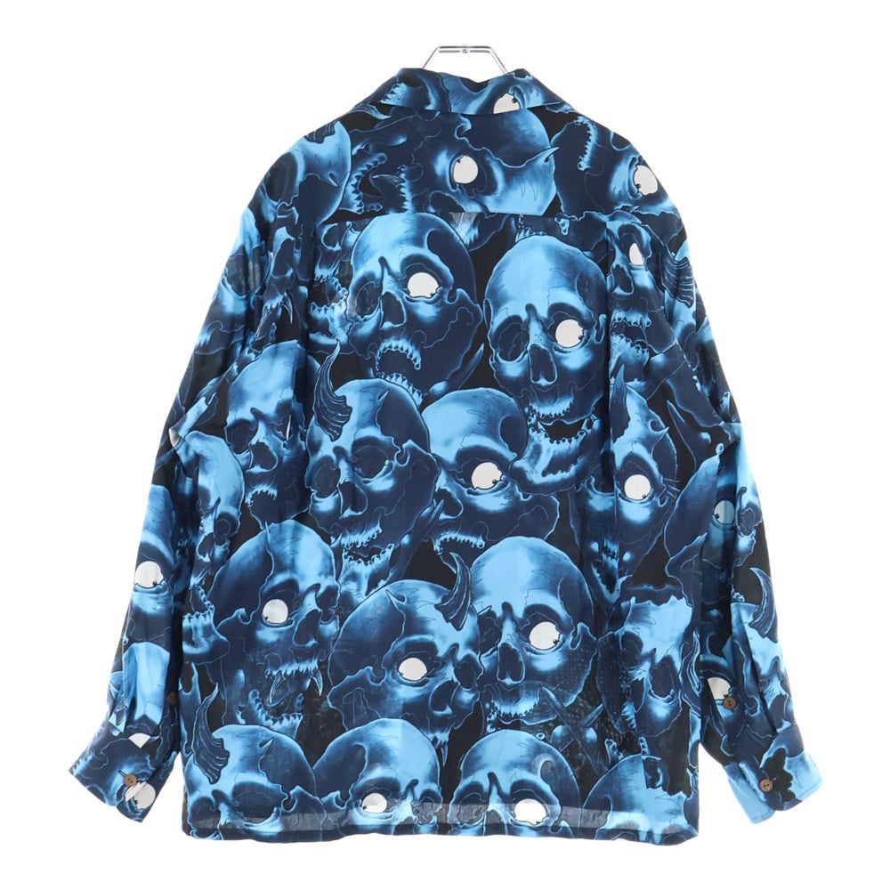 WACKO MARIA(ワコマリア) ×56TATTOO STUDIO HAWAIIAN SHIRT L/S 56 タトゥースタジオ ハワイアン スカル 長袖シャツ ブルー