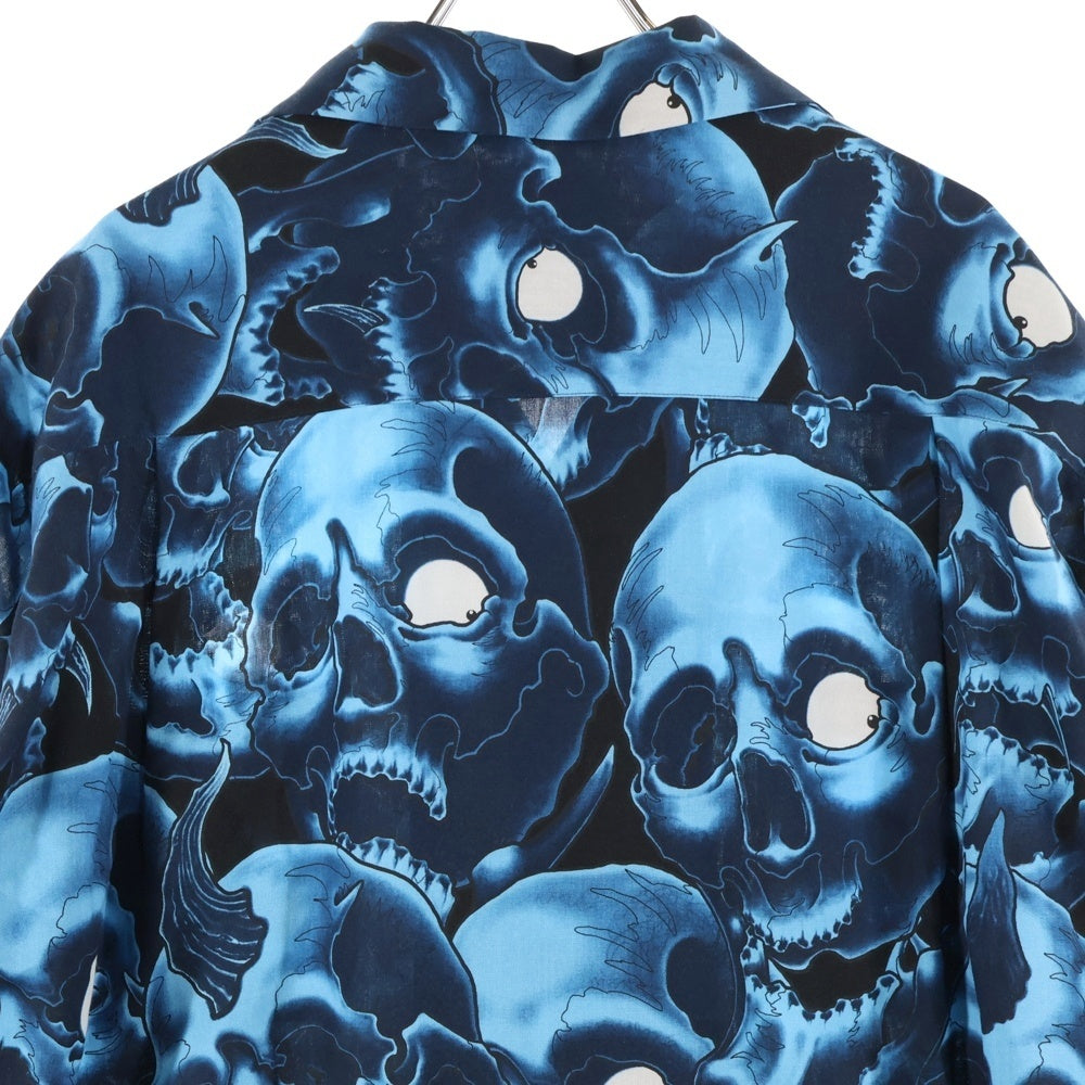 WACKO MARIA(ワコマリア) ×56TATTOO STUDIO HAWAIIAN SHIRT L/S 56 タトゥースタジオ ハワイアン スカル 長袖シャツ ブルー