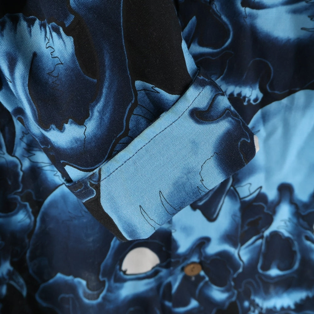 WACKO MARIA(ワコマリア) ×56TATTOO STUDIO HAWAIIAN SHIRT L/S 56 タトゥースタジオ ハワイアン スカル 長袖シャツ ブルー