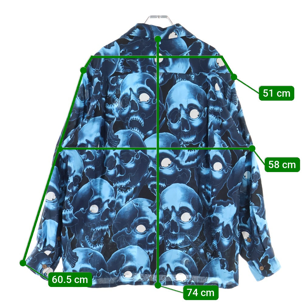 WACKO MARIA(ワコマリア) ×56TATTOO STUDIO HAWAIIAN SHIRT L/S 56 タトゥースタジオ ハワイアン スカル 長袖シャツ ブルー