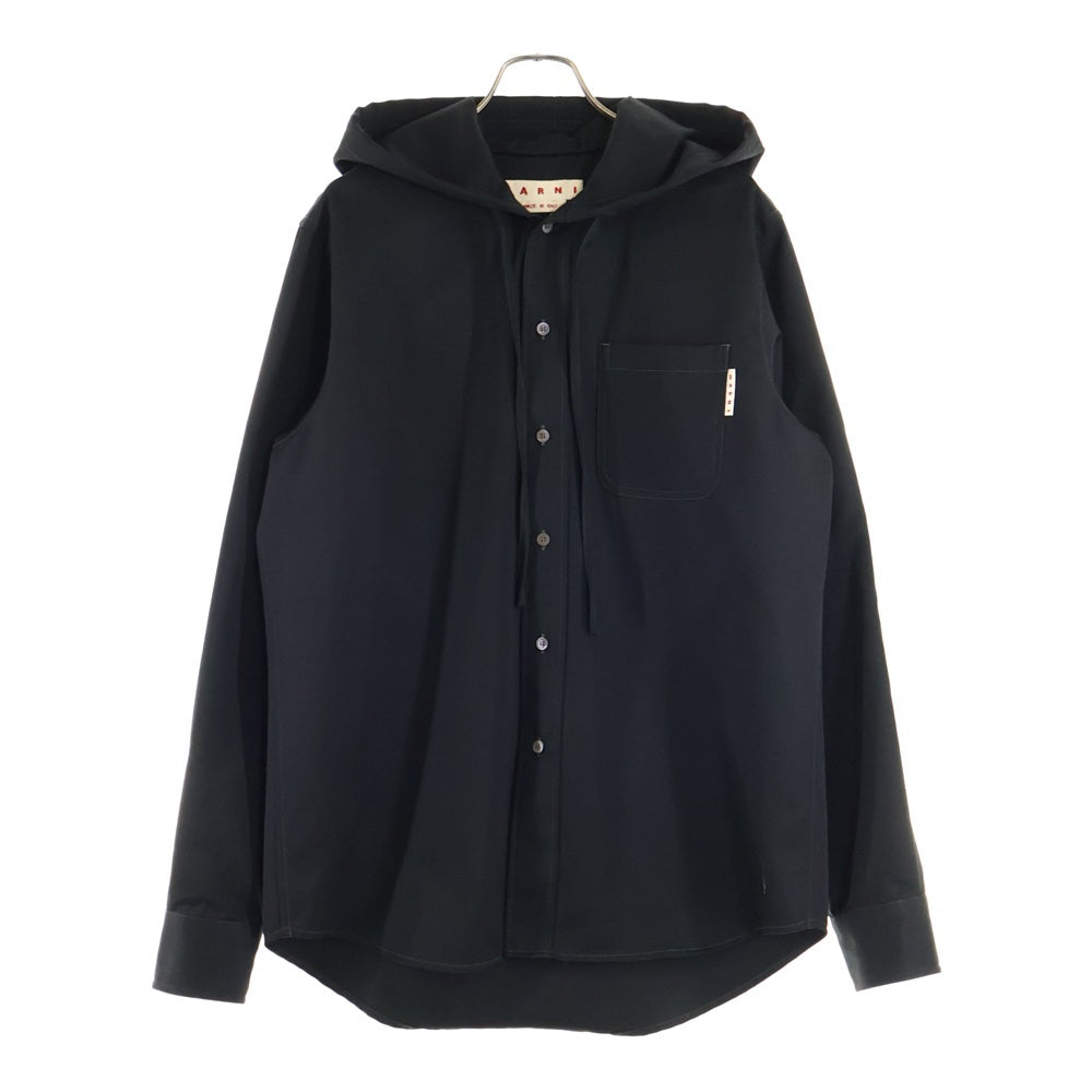 MARNI(マルニ) 22AW Wool Shirt ウールギャバジン フーデットシャツ 長袖シャツ ブラック CUMU0195A0 UTW926