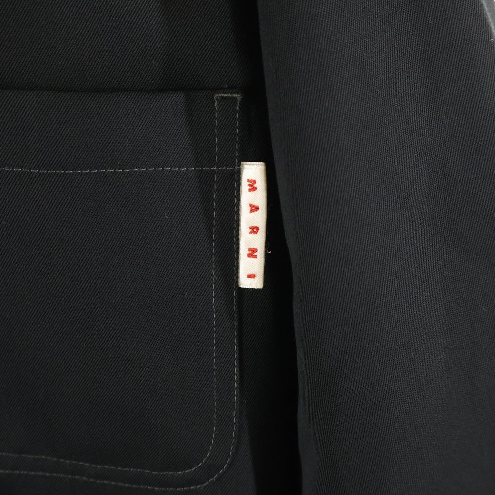 MARNI(マルニ) 22AW Wool Shirt ウールギャバジン フーデットシャツ 長袖シャツ ブラック CUMU0195A0 UTW926