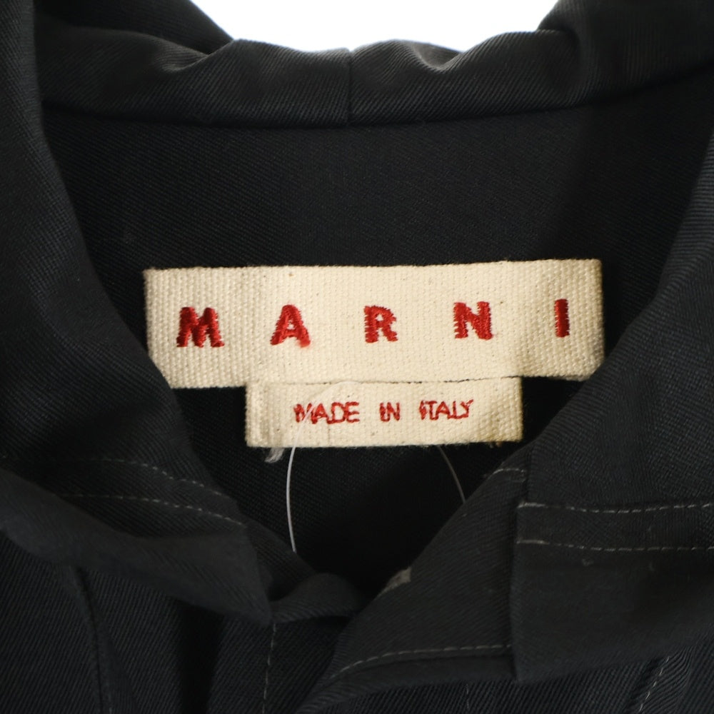 MARNI(マルニ) 22AW Wool Shirt ウールギャバジン フーデットシャツ 長袖シャツ ブラック CUMU0195A0 UTW926