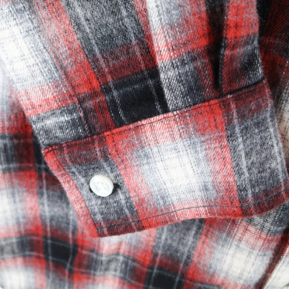 AMIRI(アミリ) バックロゴ刺繍 チェック長袖シャツ レッド 1007SMRBC00