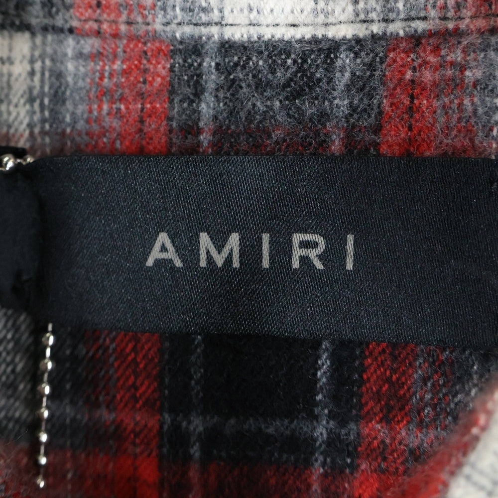 AMIRI(アミリ) バックロゴ刺繍 チェック長袖シャツ レッド 1007SMRBC00