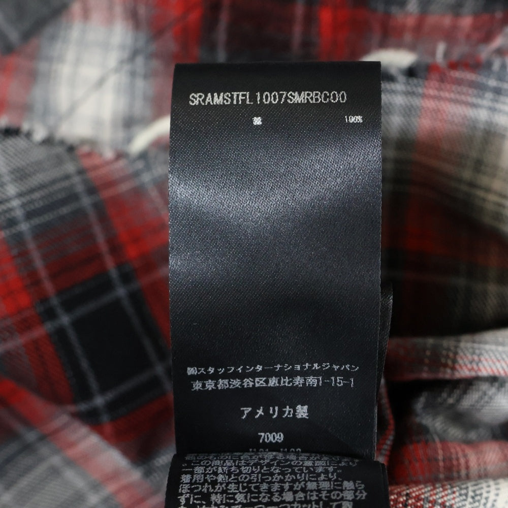 AMIRI(アミリ) バックロゴ刺繍 チェック長袖シャツ レッド 1007SMRBC00