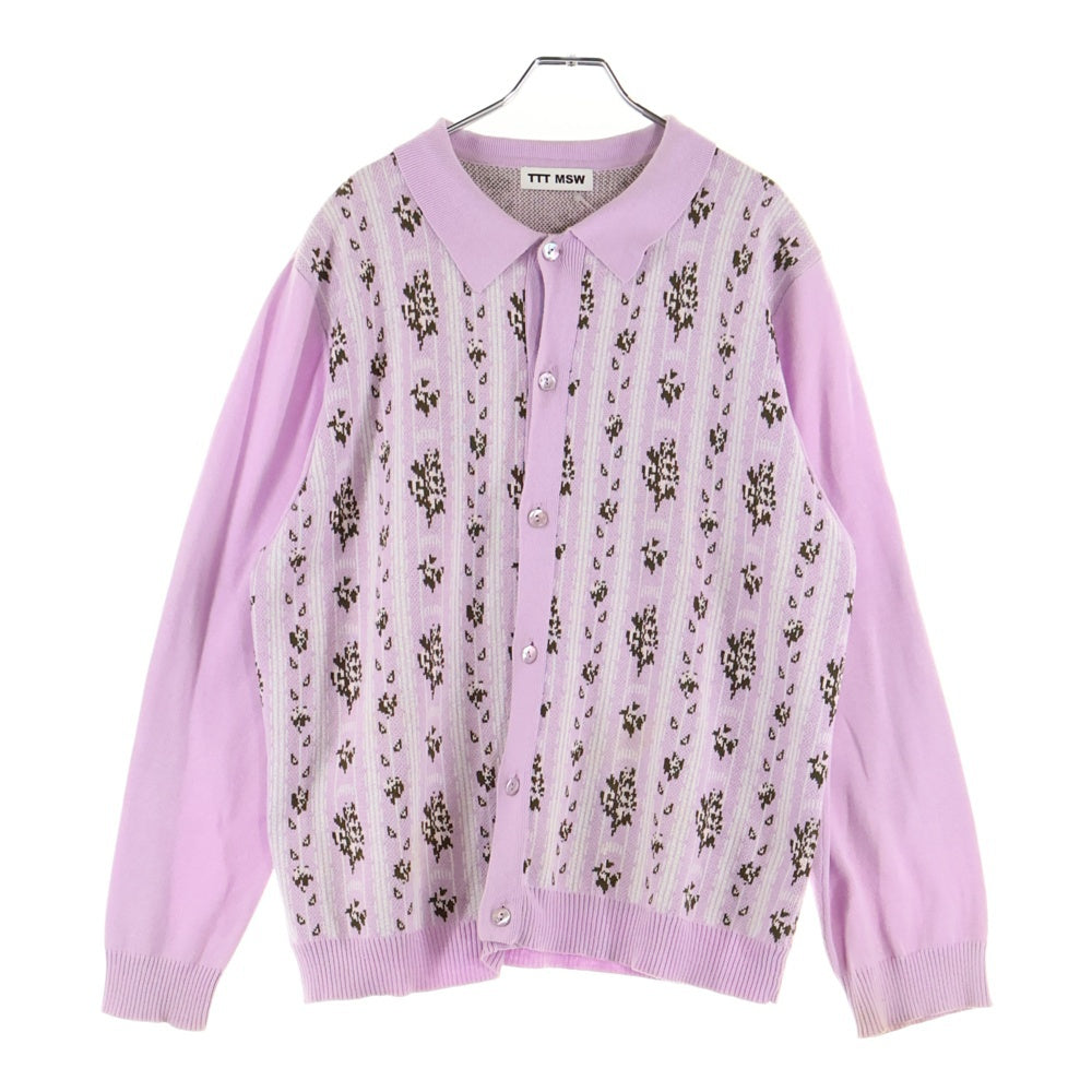 TTT_MSW(ティーモダンストリートウェア) Flower Jacquard Knit Cardigan フラワージャカード ニットカーディガン パープル TTT-2022SS-KT02