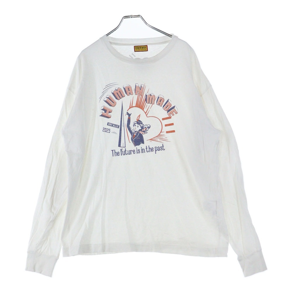 HUMAN MADE(ヒューマンメイド) 25SS GRAPHIC L/S T-SHIRT The Future is in the past 長袖Tシャツ ロンT ホワイト