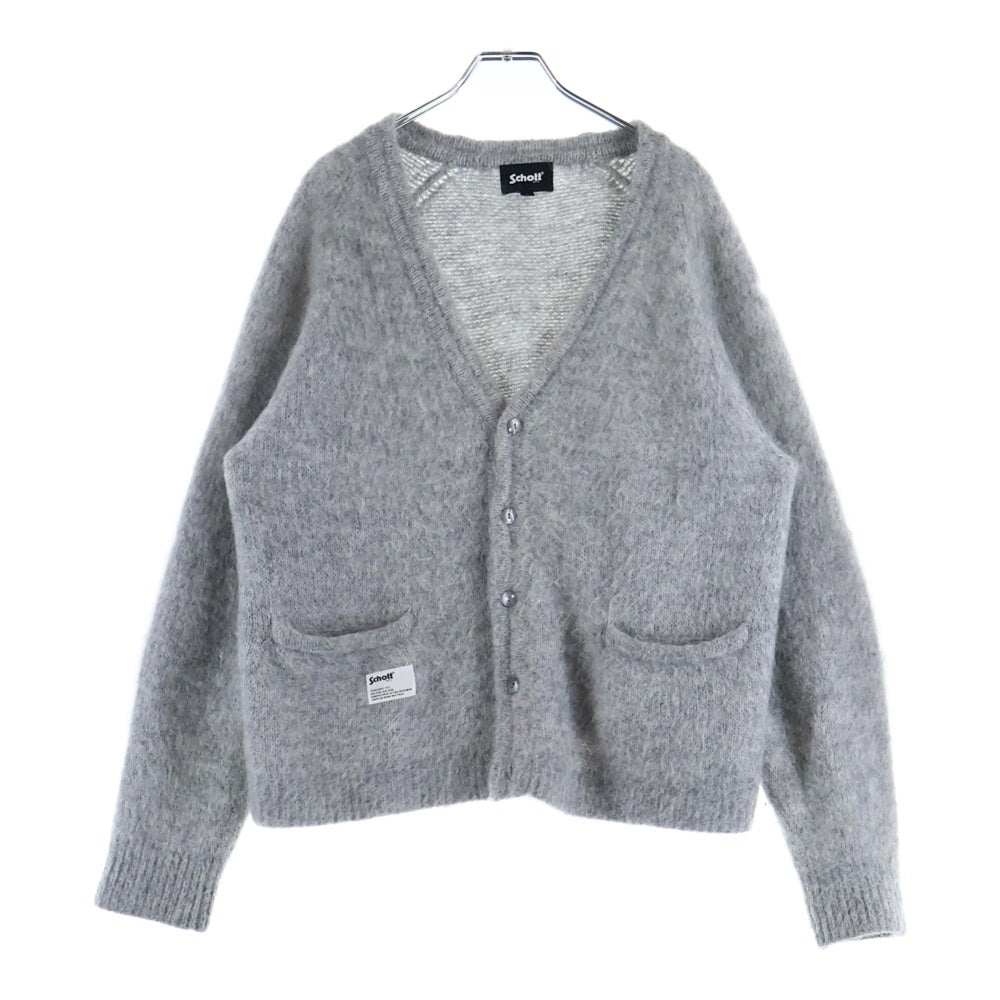 SCHOTT(ショット) MOHAIR KNIT CARDIGAN モヘアニットカーディガン グレー 782-4241002