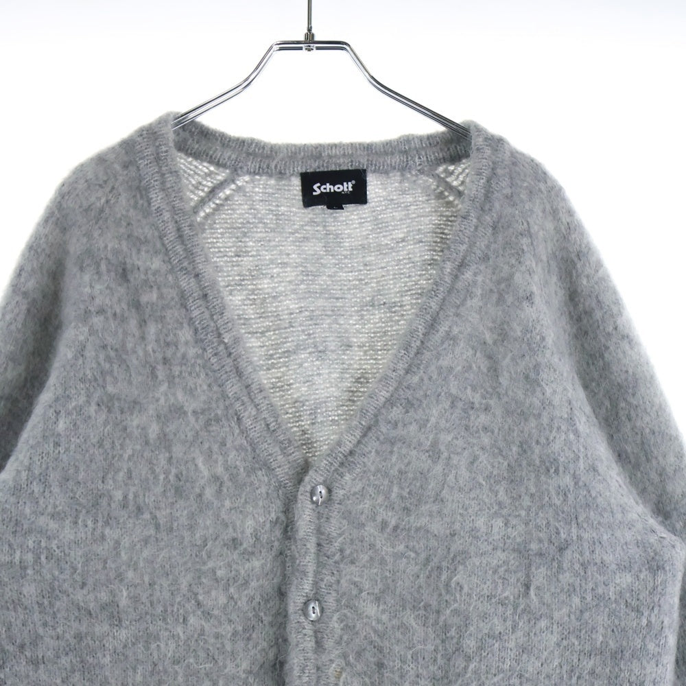 SCHOTT(ショット) MOHAIR KNIT CARDIGAN モヘアニットカーディガン グレー 782-4241002