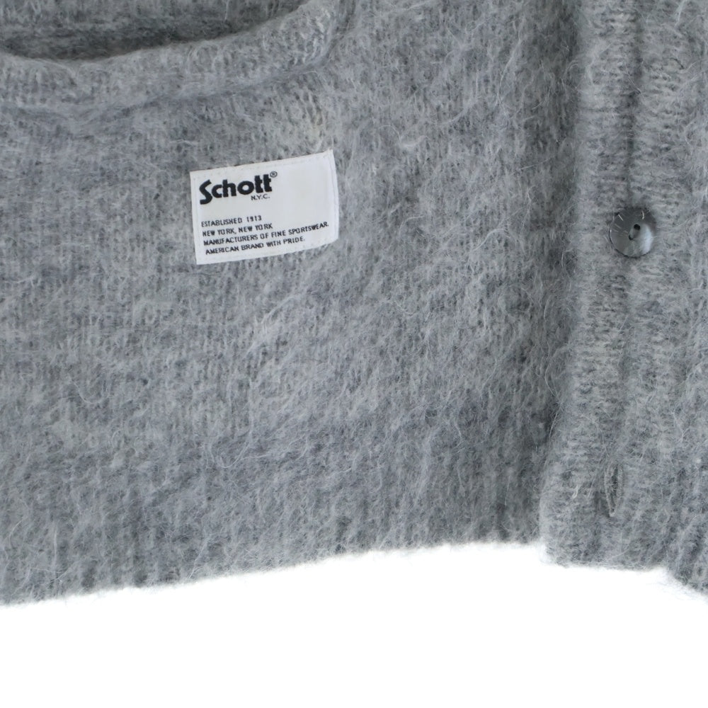 SCHOTT(ショット) MOHAIR KNIT CARDIGAN モヘアニットカーディガン グレー 782-4241002