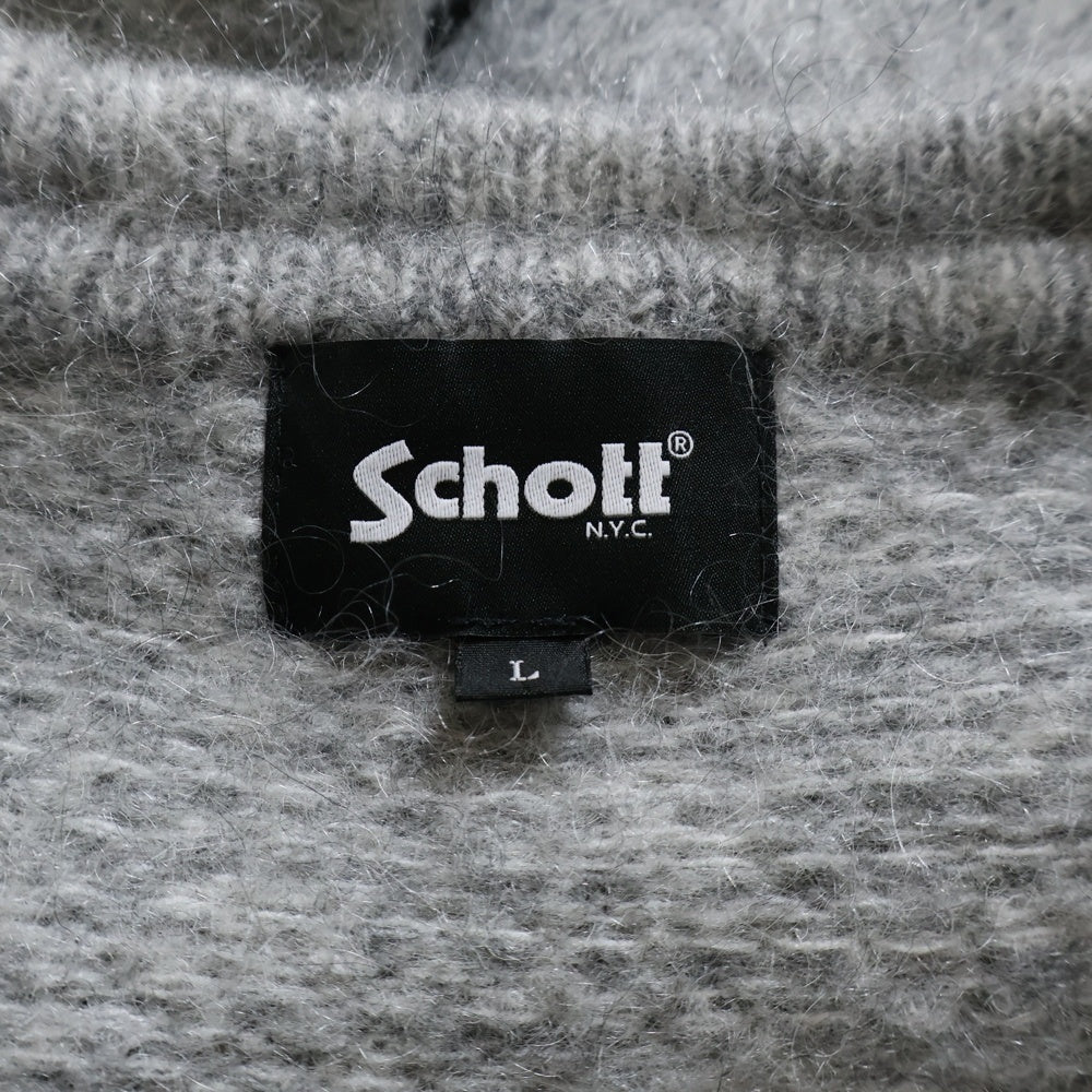 SCHOTT(ショット) MOHAIR KNIT CARDIGAN モヘアニットカーディガン グレー 782-4241002