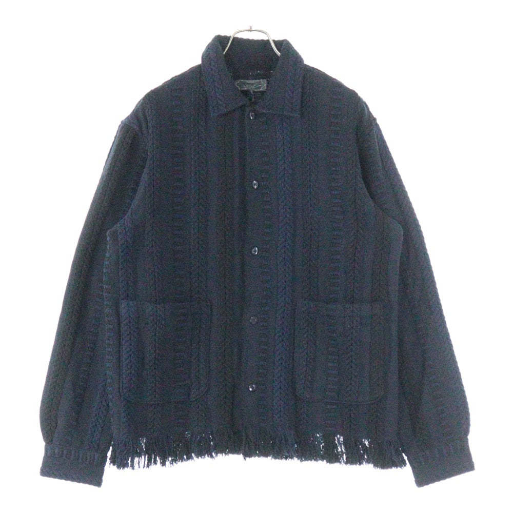 KITH(キス) 25AW Mixed Stripe Tweed Boxy Collared Overshirt ミックスストライプ ツイード ボクシー カラード オーバーシャツ 長袖シャツ ブラック