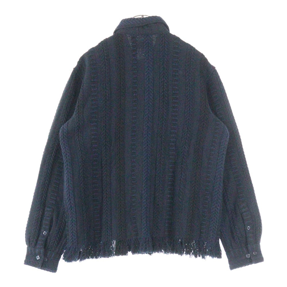 KITH(キス) 25AW Mixed Stripe Tweed Boxy Collared Overshirt ミックスストライプ ツイード ボクシー カラード オーバーシャツ 長袖シャツ ブラック
