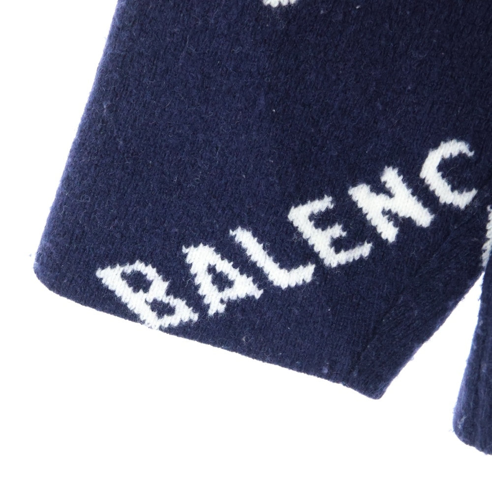 BALENCIAGA(バレンシアガ) All Over Logo Knit Sweater 総柄 クルーネックニットセーター ネイビー 623283 T1567
