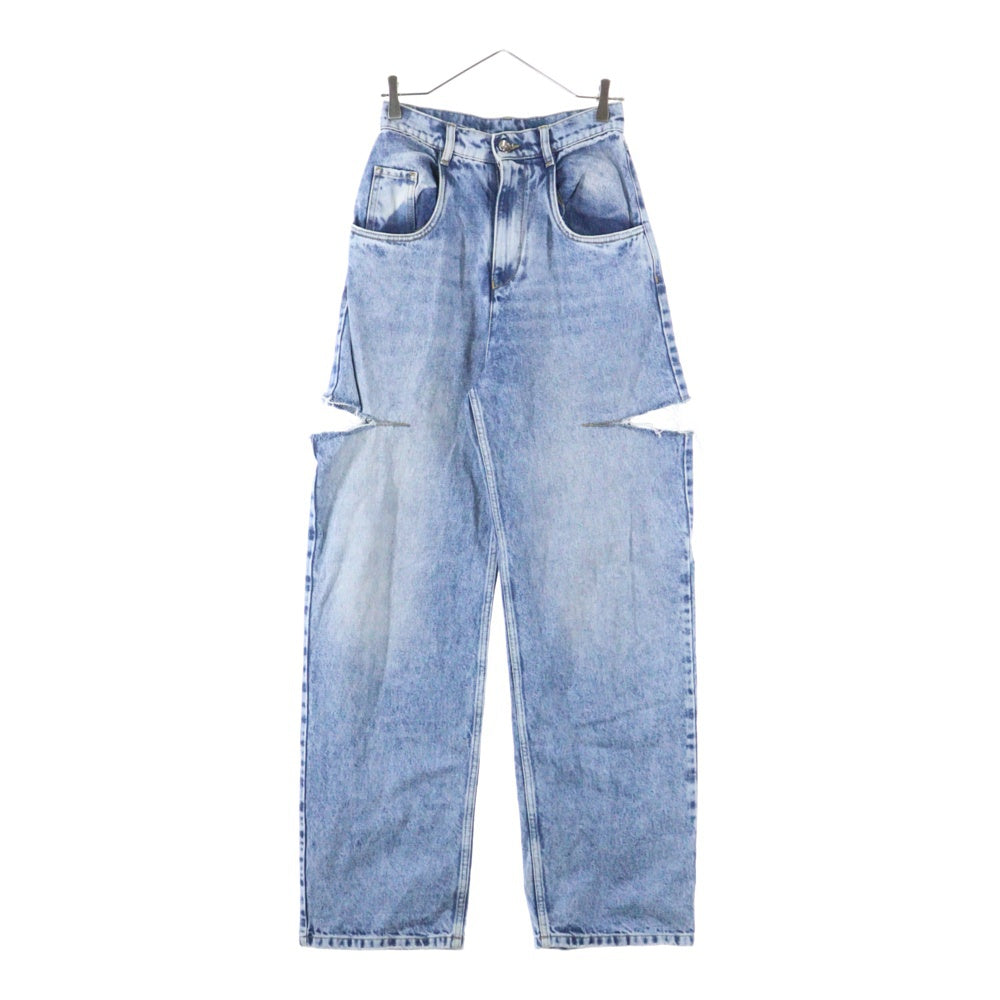 Maison Margiela 1(メゾンマルジェラ) 22AW PANTS 5 POCKETS INDIGO カットアウト 5ポケット ジップフライ ワイドデニムパンツ インディゴ レディース S51LA0051 S30513