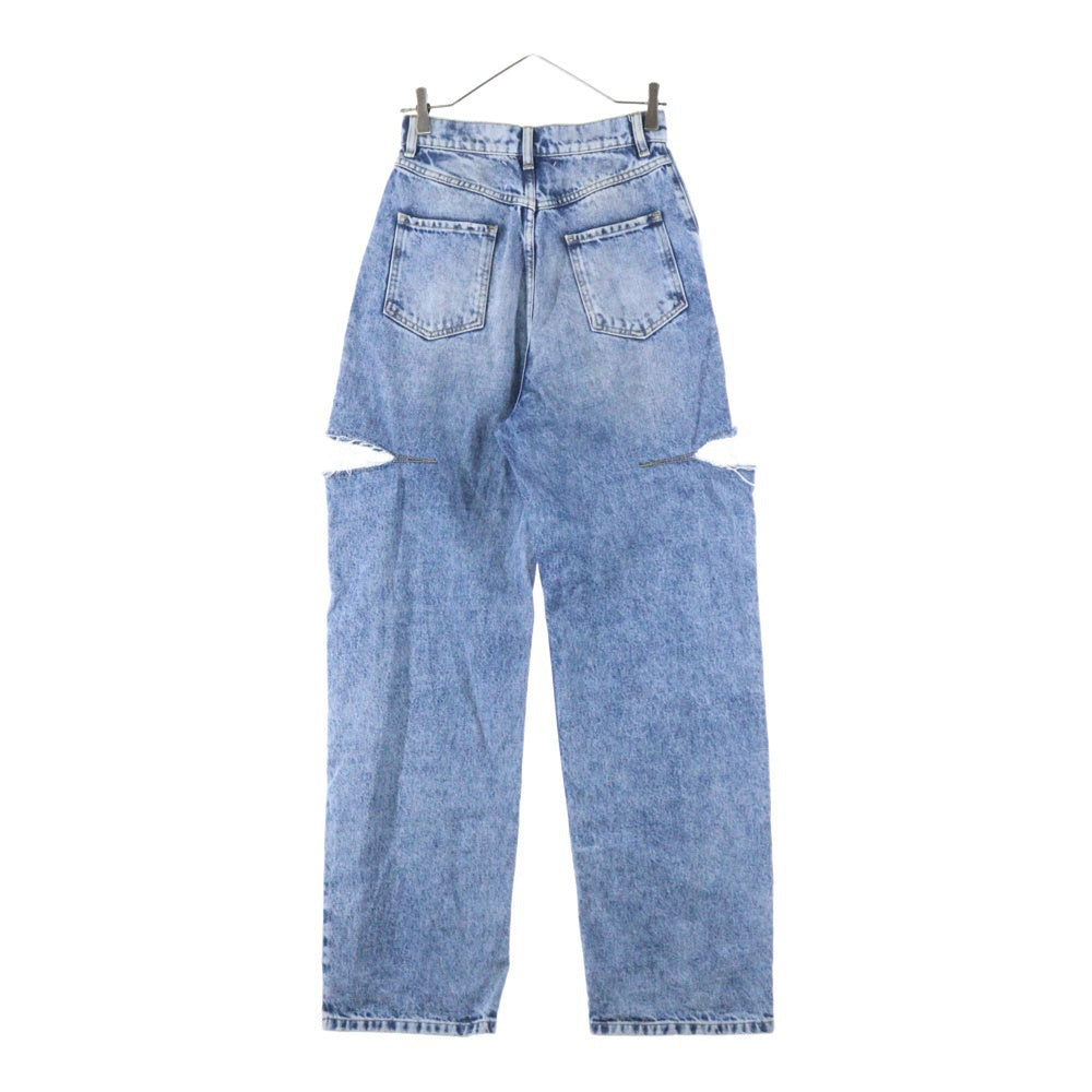 Maison Margiela 1(メゾンマルジェラ) 22AW PANTS 5 POCKETS INDIGO カットアウト 5ポケット ジップフライ ワイドデニムパンツ インディゴ レディース S51LA0051 S30513