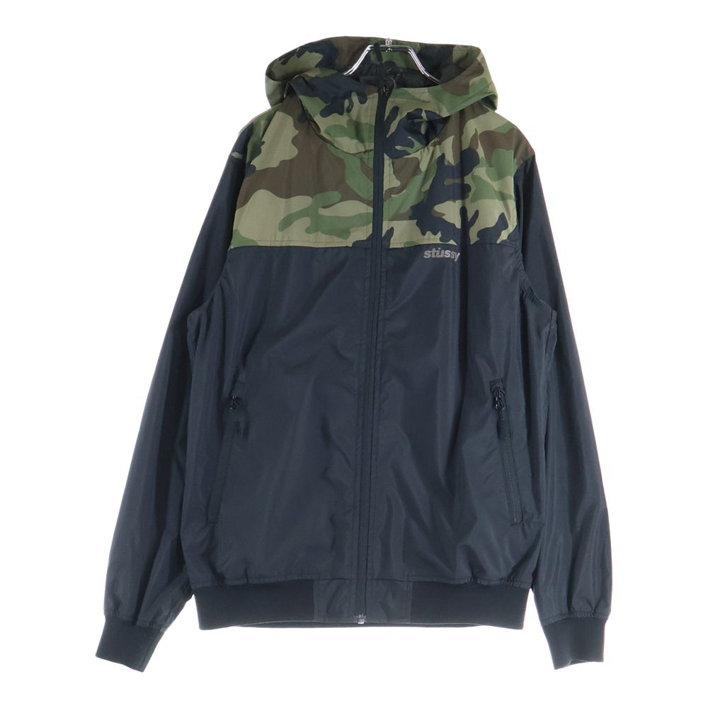 STUSSY(ステューシー) フロントロゴプリント カモフラージュ ナイロンジャケット カーキ/ブラック