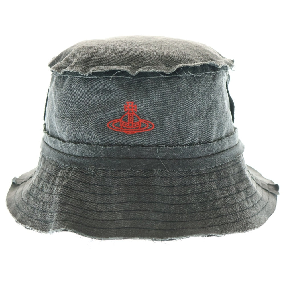 Vivienne Westwood(ヴィヴィアンウエストウッド) オーブロゴ カットオフデザイン バケットハット 帽子 ブラック