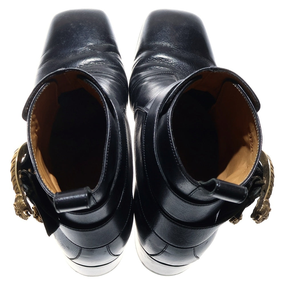 GUCCI(グッチ) タイガーバックル レザーショートブーツ ブラック 437325