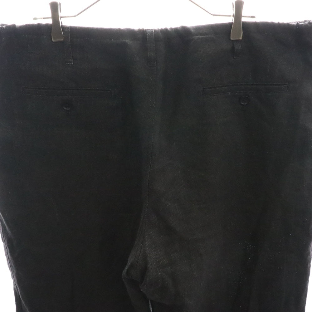 Ground Y(グラウンドワイ) Sumi Ink-Dyed Linen Work Pants リネン オーバーサイズパンツ ブラック GI-P07-301