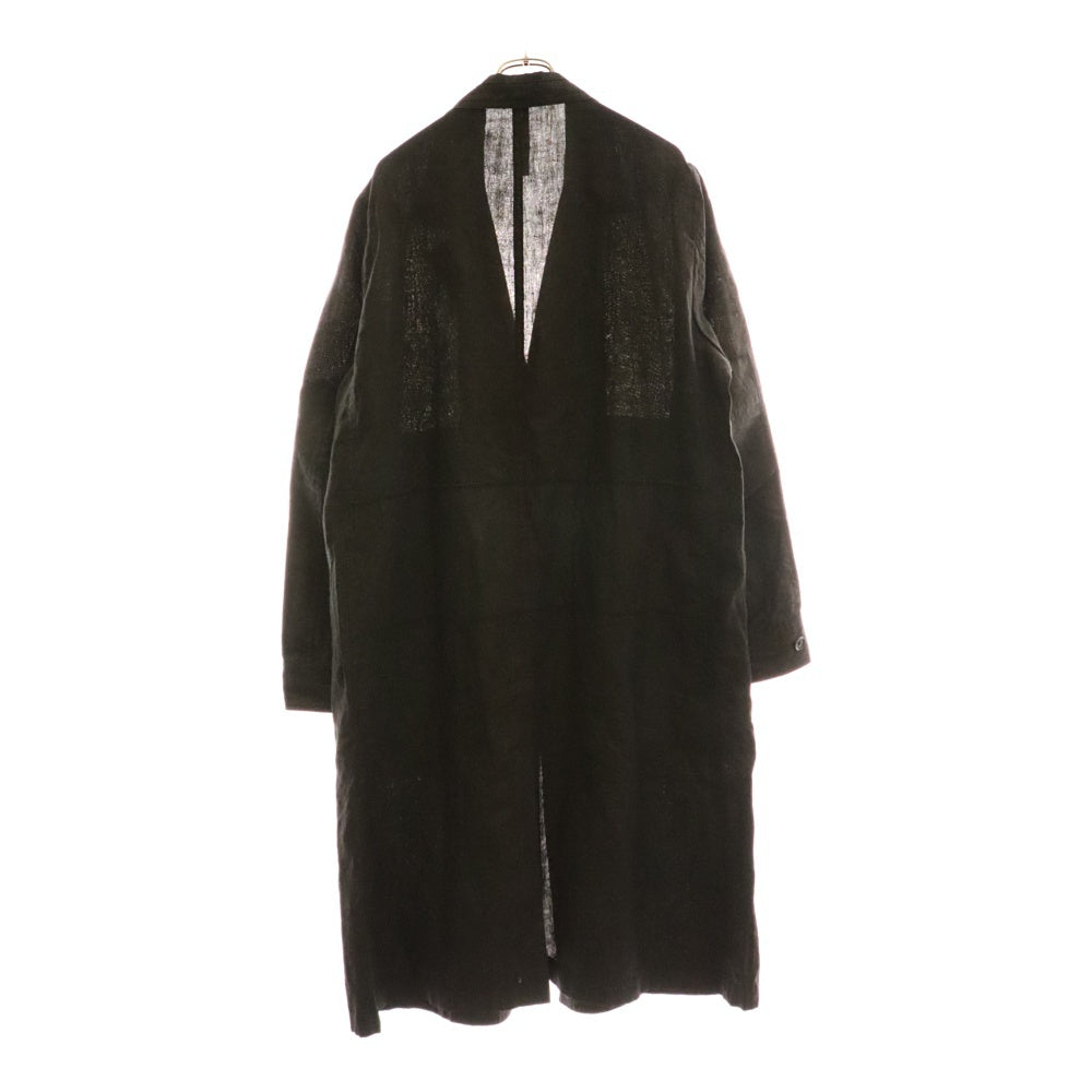 Ground Y(グラウンドワイ) Sumi Ink-Dyed Linen Work Coat リネン ポケット オーバーサイズコート ブラック GI-C02-301