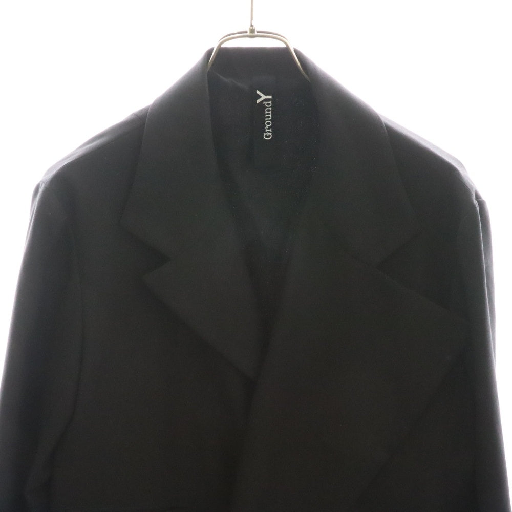 Ground Y(グラウンドワイ) GABARDINE ASYMMETRIC JACKET キャバジン アシンメトリー テーラードジャケット ブラック GA-J01-100