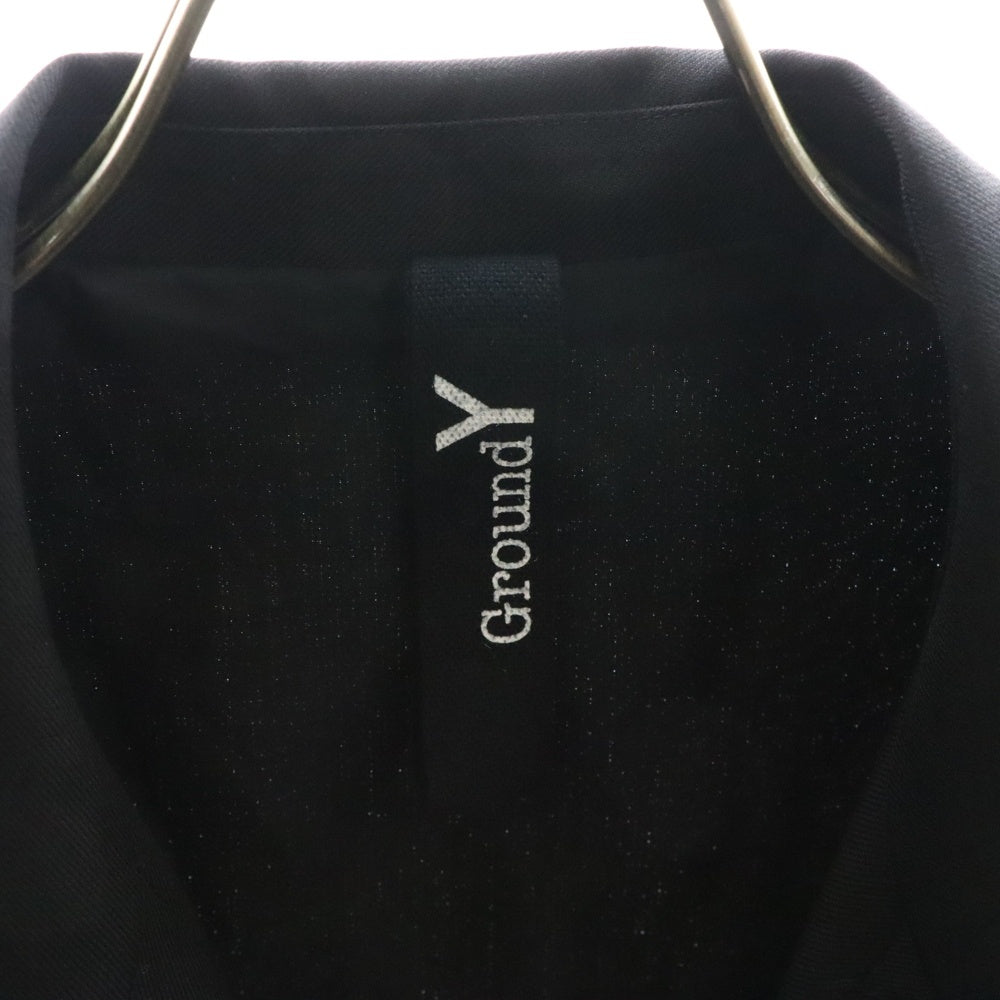 Ground Y(グラウンドワイ) GABARDINE ASYMMETRIC JACKET キャバジン アシンメトリー テーラードジャケット ブラック GA-J01-100